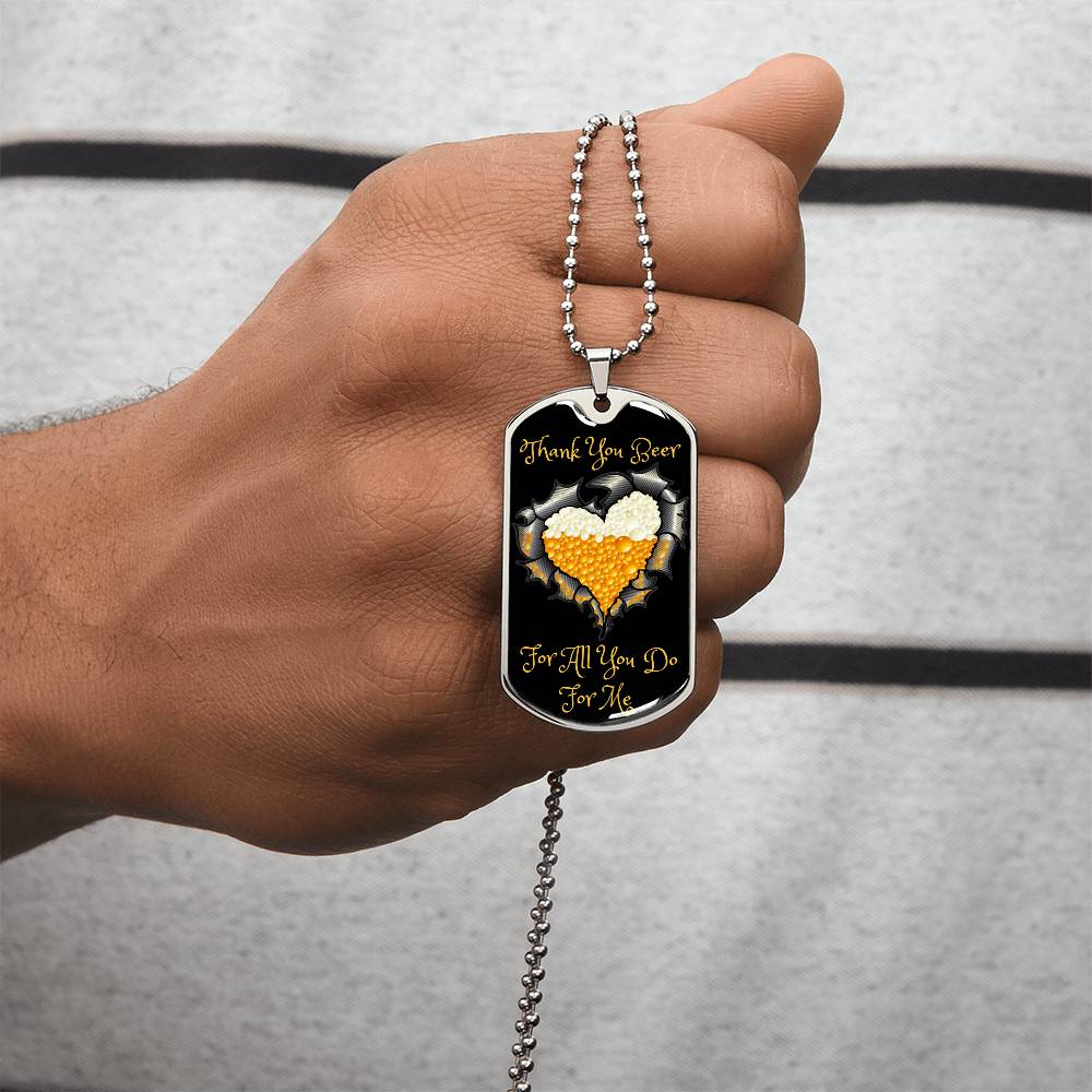 Thank You Beer Funny Beer Lover Dog-Tag Necklace - Army Tag Necklace, Dog Tag Necklace