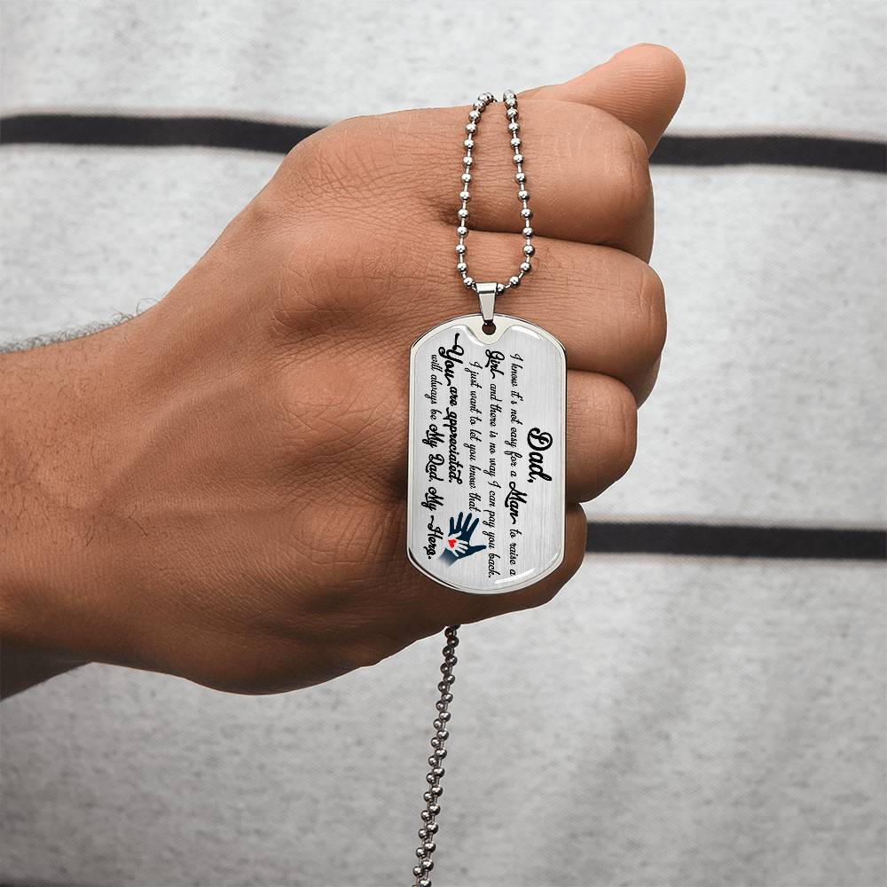 Dad Gift - Necklace For Dad - Fathers Day Gift - Gift From Daughter - Father Necklace - Dad Necklace - Gift For Daddy - Army Tag Necklace, Dog Tag Necklace