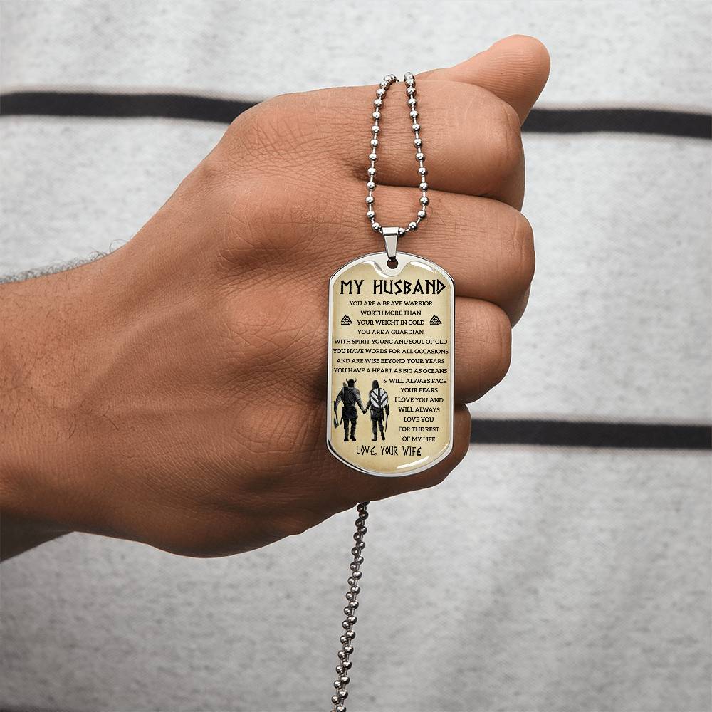 Viking Dogtag For Your Husband - Army Tag Necklace, Dog Tag Necklace