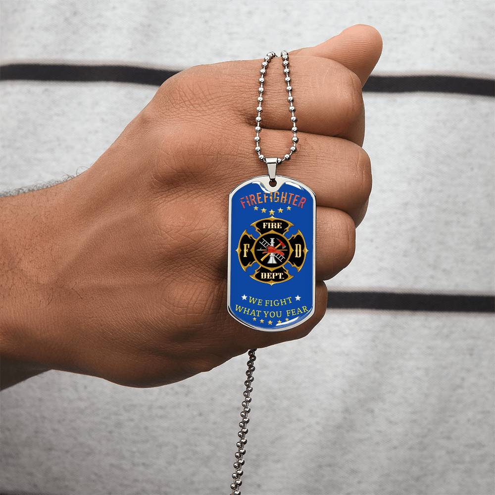Firefighter Dog Tag - Army Tag Necklace, Dog Tag Necklace