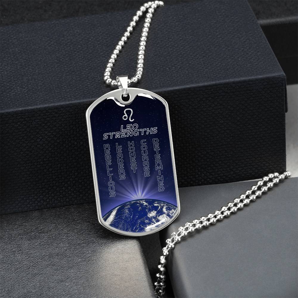 Leo Ball Chain Dog Tag Necklace - Army Tag Necklace, Dog Tag Necklace