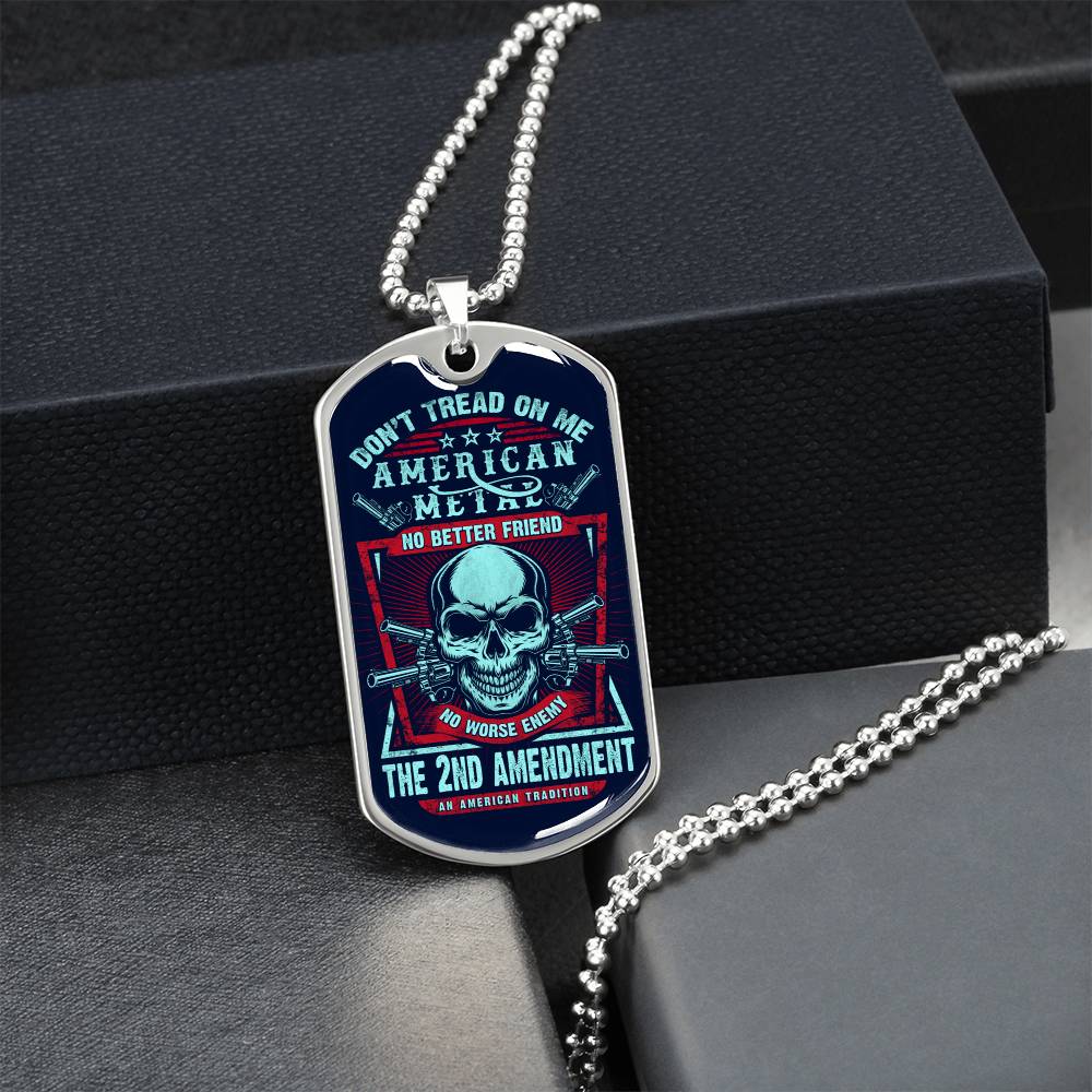 Don't Tread On Me Dog Tag With Military Ball Chain And Optional Engraving - Army Tag Necklace, Dog Tag Necklace