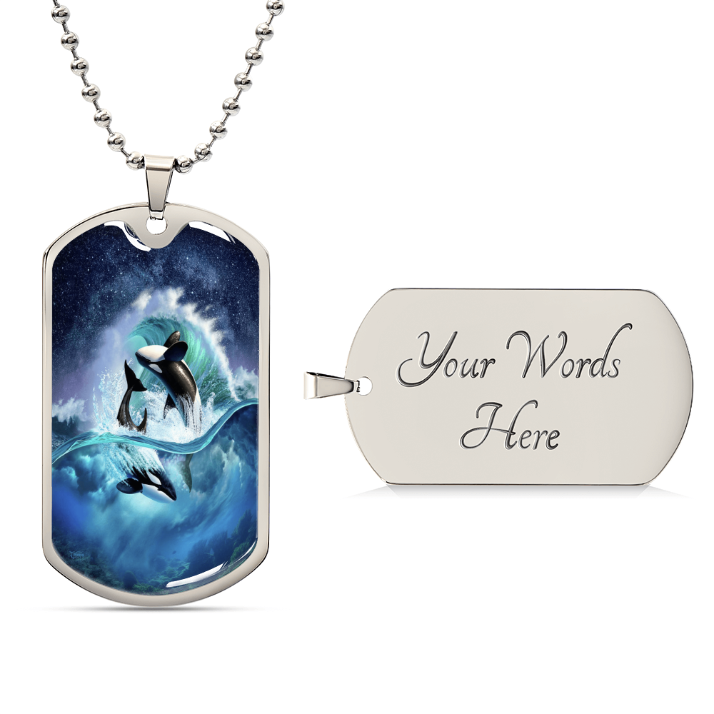 Dolphins right - Army Tag Necklace, Dog Tag Necklace