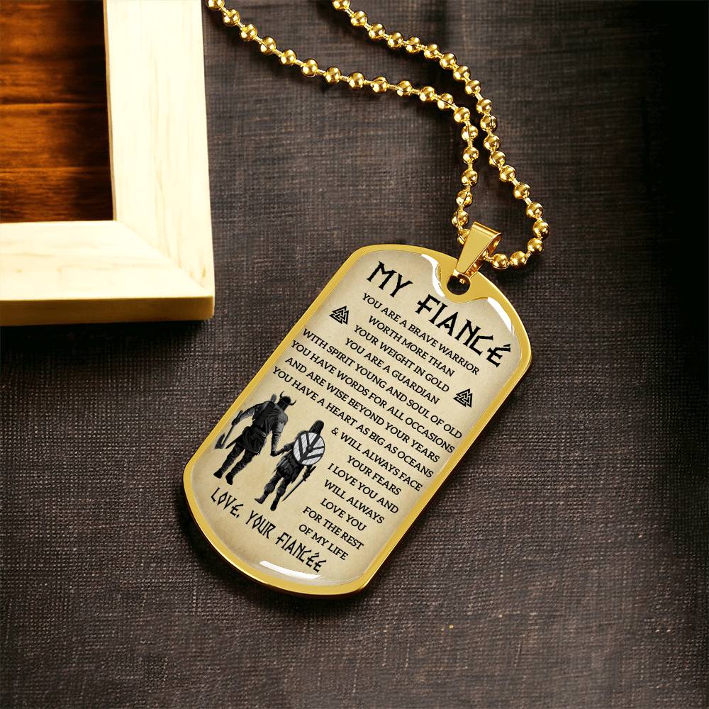 Viking Dogtag For Your Fiancé - Army Tag Necklace, Dog Tag Necklace