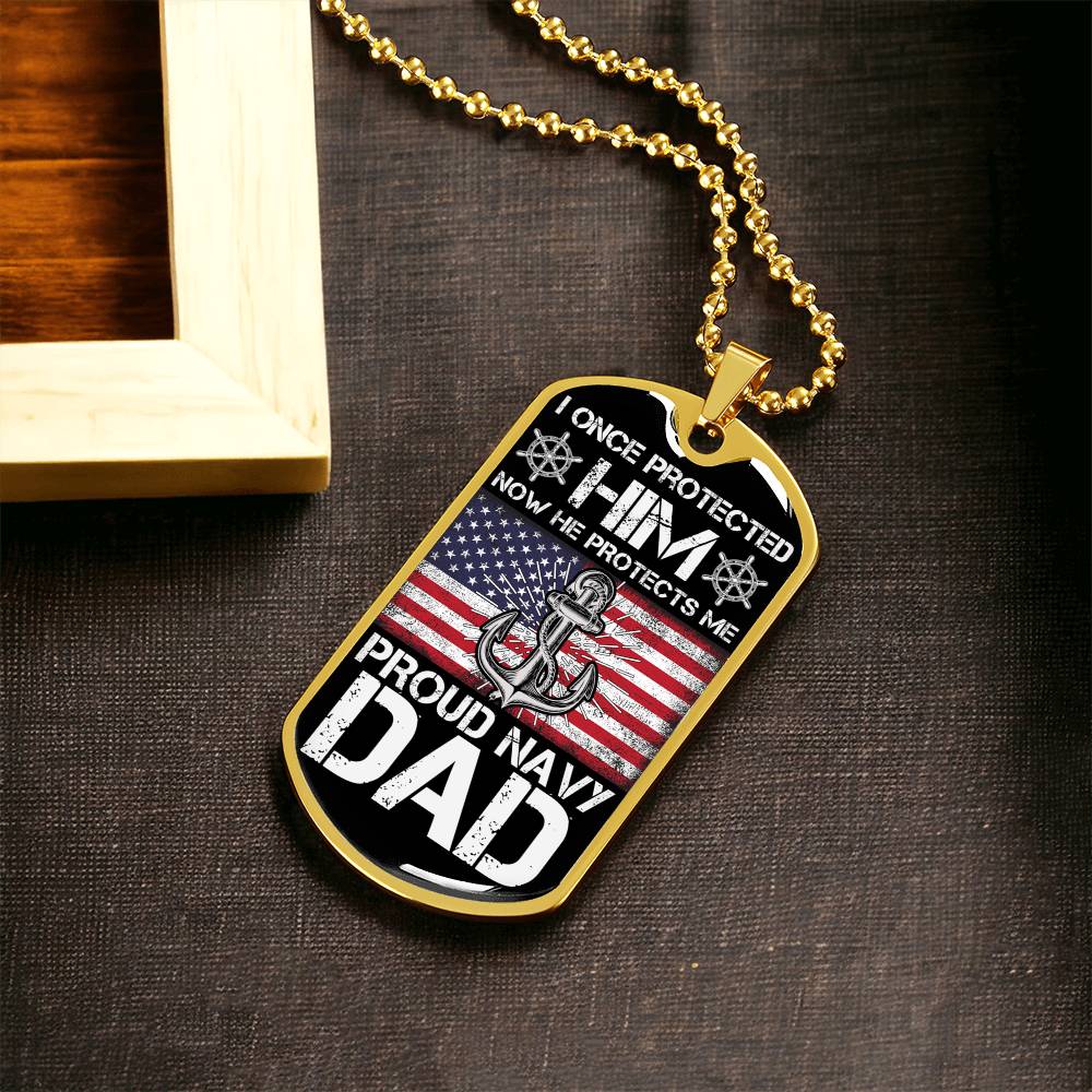 Proud Navy Dad , Navy Dad Gift, Proud Navy Dad Dog Tag, Fathers Day Gift For Navy Dad, Dog Tag Gift For Proud Navy Dad - Army Tag Necklace, Dog Tag Necklace