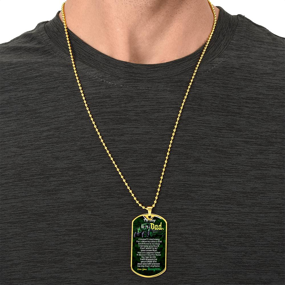Farmer Dad - Premium Dog Tag From Daughter - Army Tag Necklace, Dog Tag Necklace