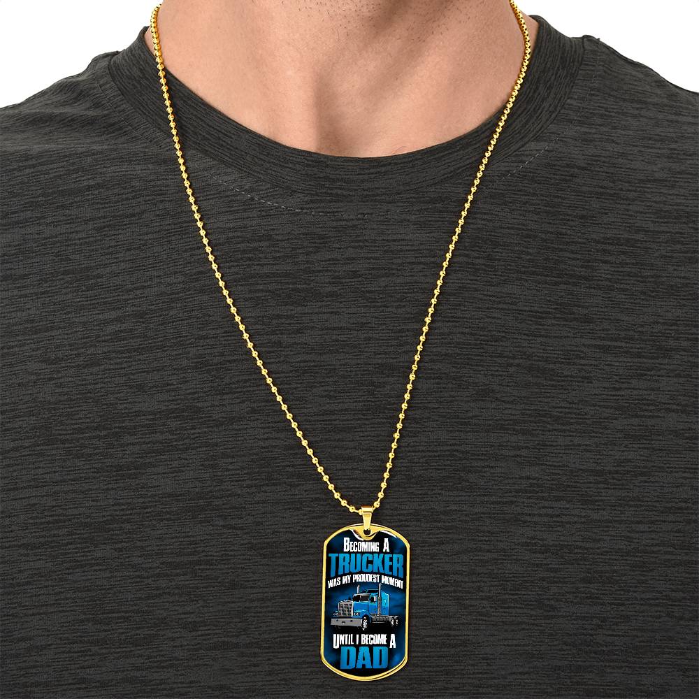 Rucker Dad Gifts Necklace, Drive Safe, Truckers Necklace, Drivers Gift, My Heart Belongs To A Trucker Necklace - Army Tag Necklace, Dog Tag Necklace