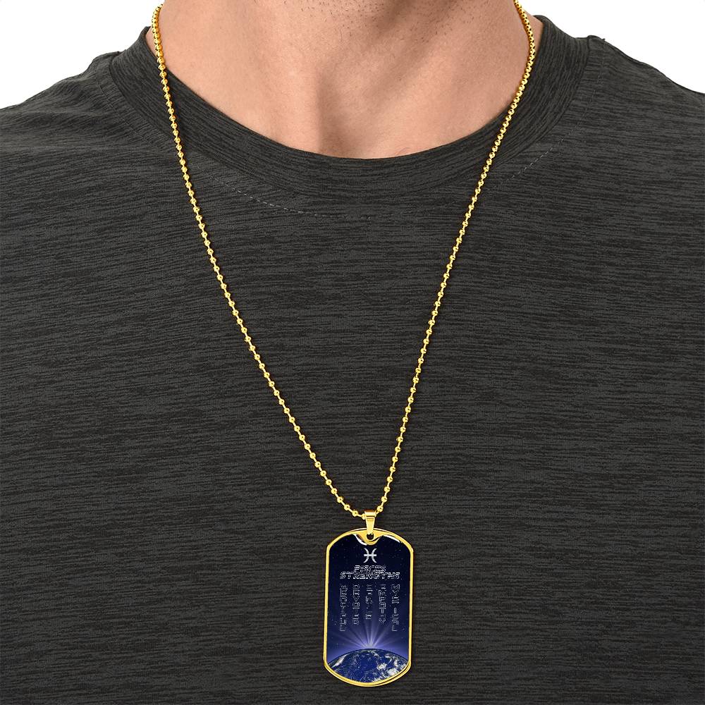 Pisces Ball Chain Dog Tag Necklace - Army Tag Necklace, Dog Tag Necklace