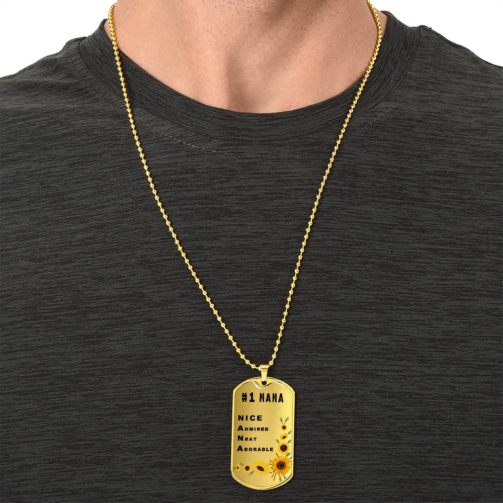 #1 Nana Personalized Dogtag Necklace Gold Mothers Day Gift - Army Tag Necklace, Dog Tag Necklace