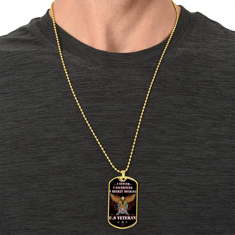 Proud Veteran Dog Tag Premium Pendant - Army Tag Necklace, Dog Tag Necklace
