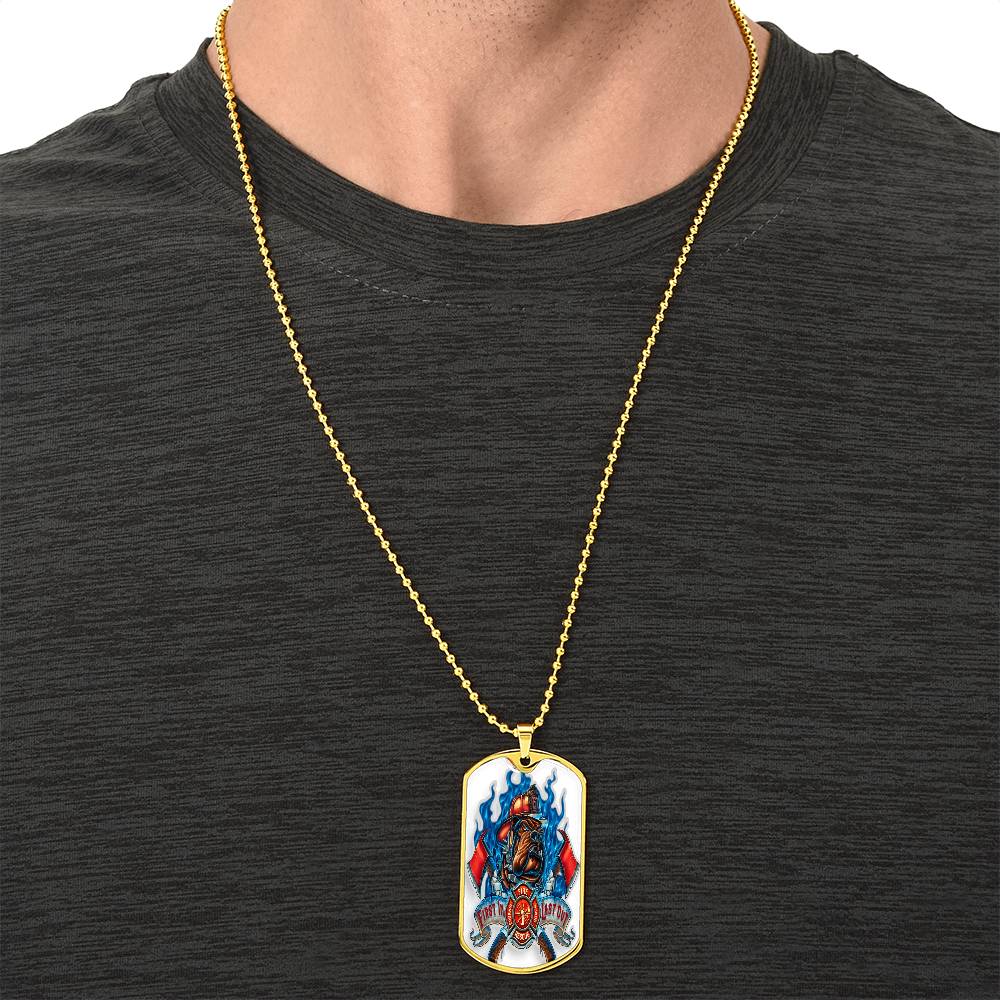 Best Gift For Firefighter Who Is A Pitbull Dog Lover - Army Tag Necklace, Dog Tag Necklace