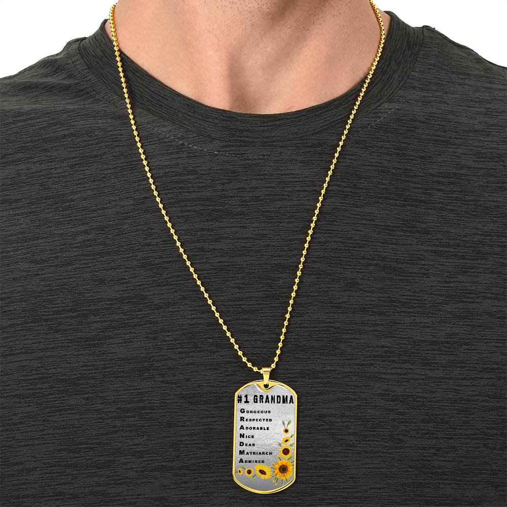 #1 Grandma Personalized Dogtag Necklace Silver Mothers Day Gift - Army Tag Necklace, Dog Tag Necklace