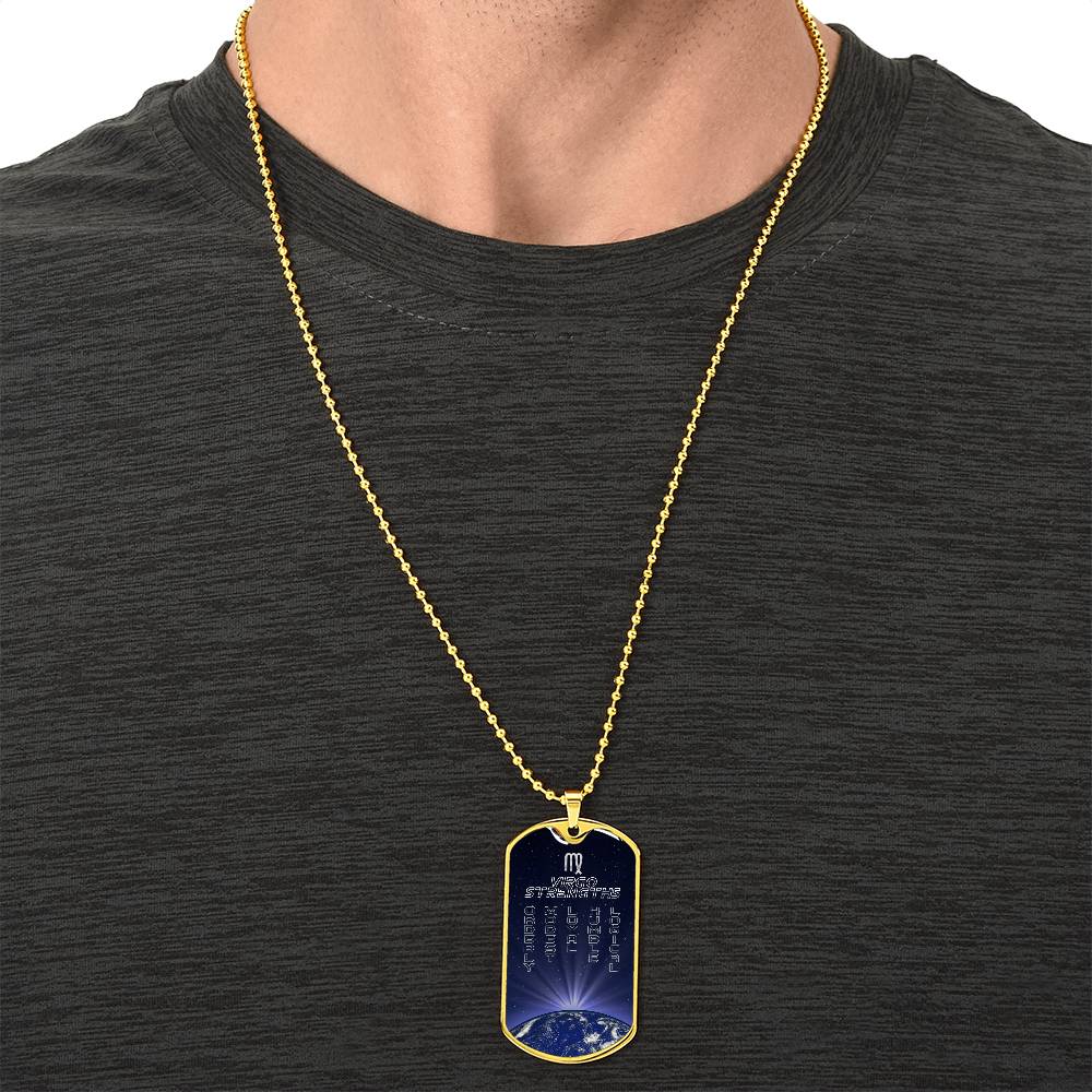Virgo Ball Chain Dog Tag Necklace - Army Tag Necklace, Dog Tag Necklace