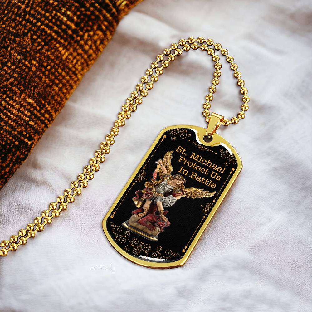 Police Officer St.Michael Protection Dogtag - Army Tag Necklace, Dog Tag Necklace