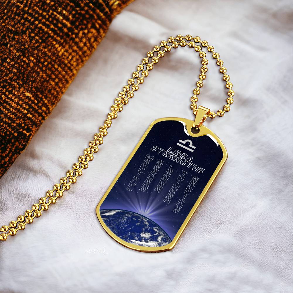 Libra Ball Chain Dog Tag Necklace - Army Tag Necklace, Dog Tag Necklace