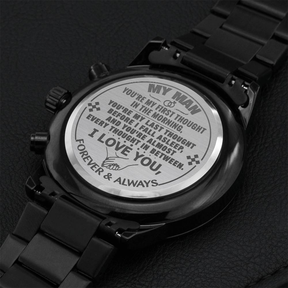 Gift For Your Man - First Thought - Watch Engraving Chronograph Watch