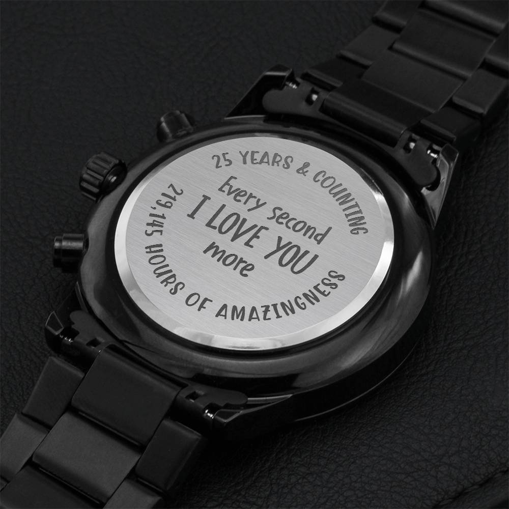 25th Anniversary Gift For Husband Wedding Anniversary Gift For Him Engraving Chronograph Watch
