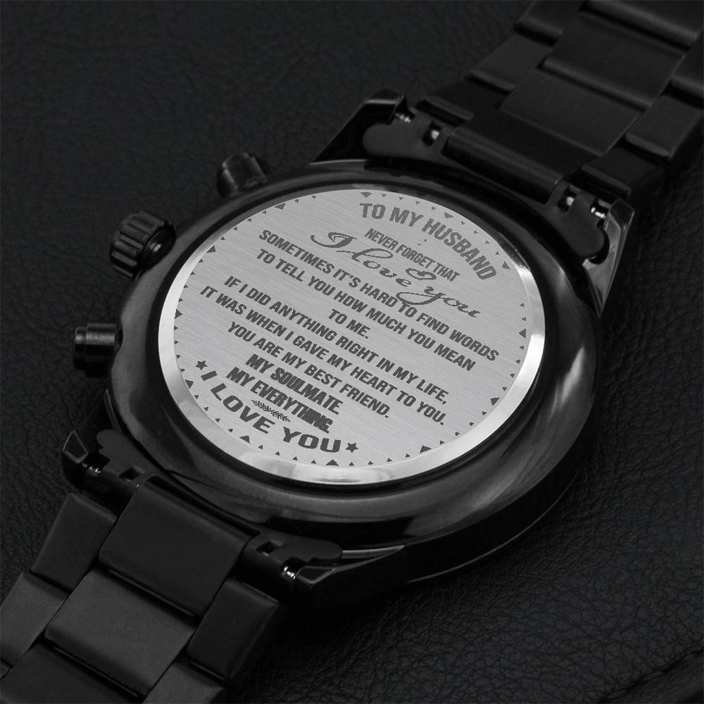 To My Husband Engraving Chronograph Watch