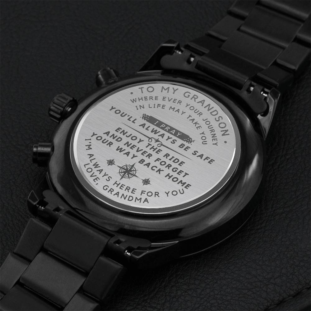 Watch For My Grandson From Grandma Engraving Chronograph Watch