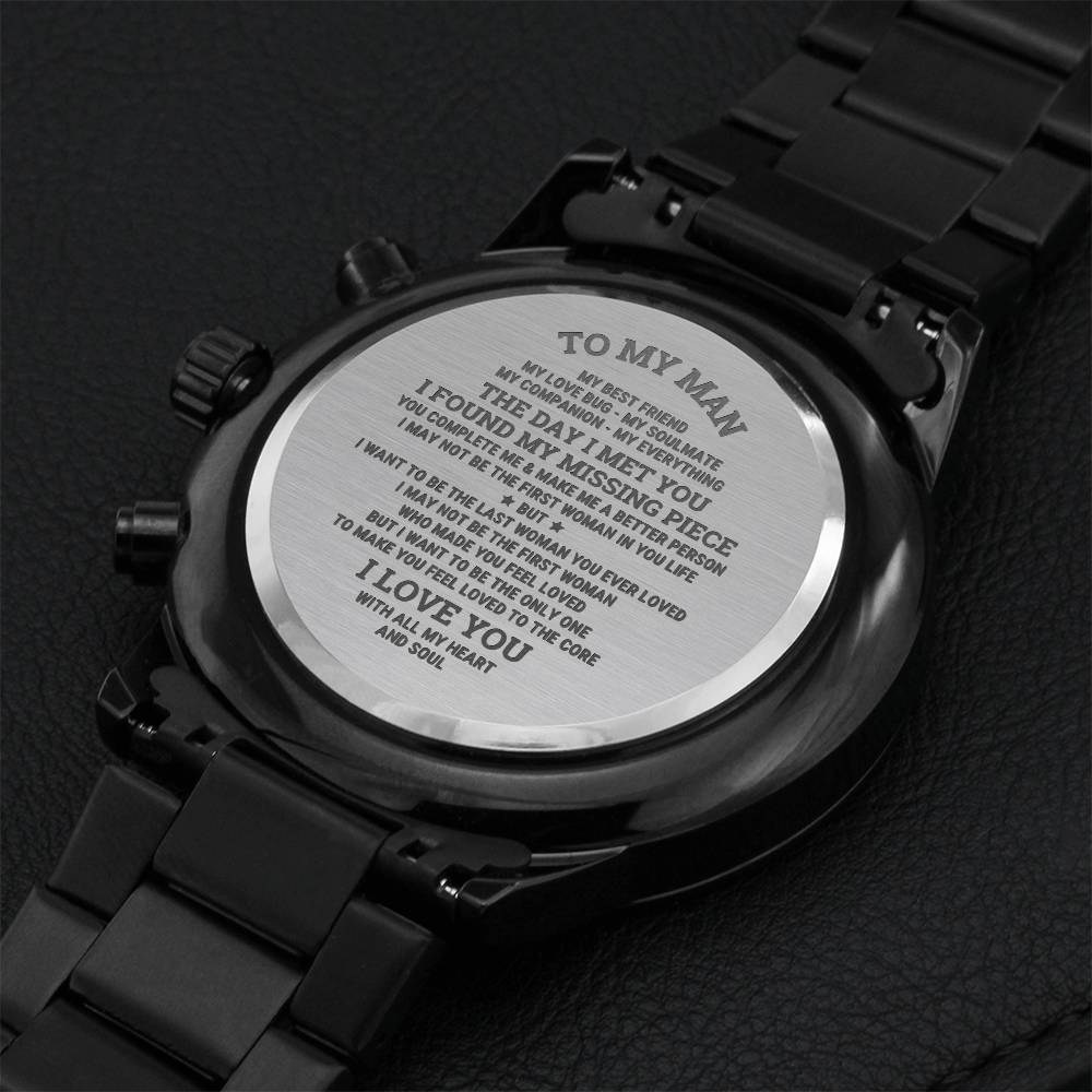 To My Man My Companion My Everything Watch Engraving Chronograph Watch