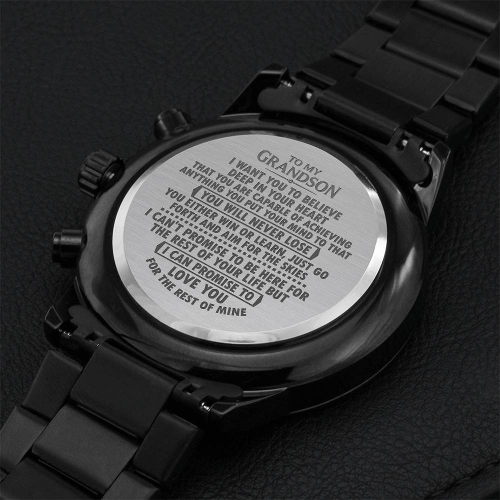 To My Grandson - You Will Never Lose - Best Gifts For Grandson - Chronograph Watch Engraving Chronograph Watch
