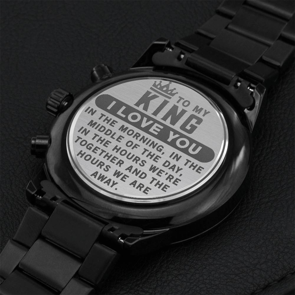 To My King Engraving Chronograph Watch