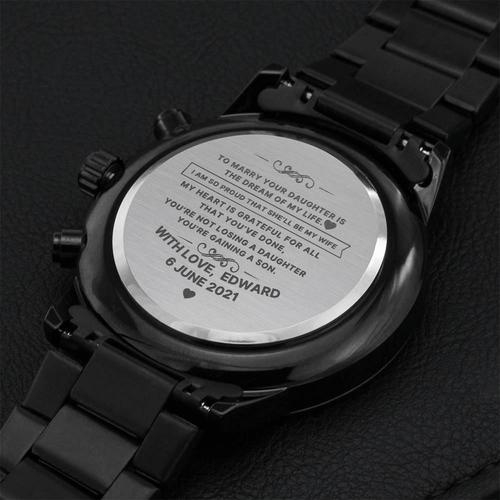 Father Of The Bride Edited Version Engraving Chronograph Watch