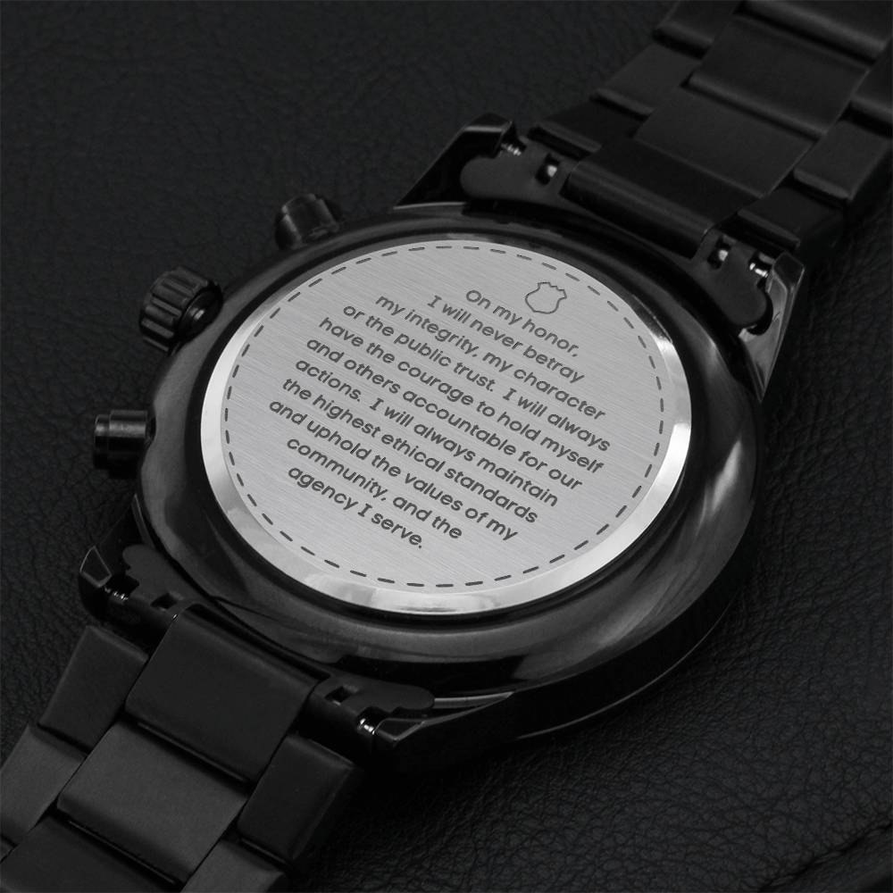 Law Enforcement Oath Of Honor Engraved Watch Engraving Chronograph Watch