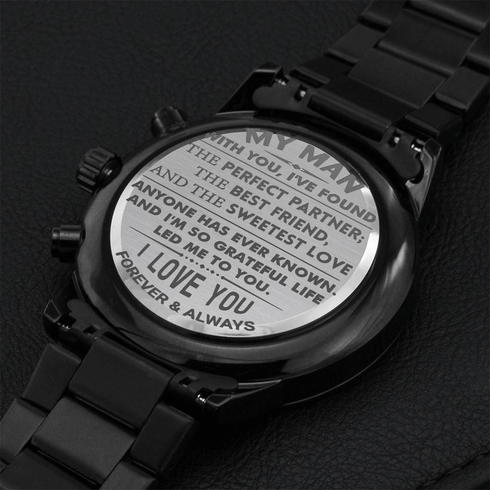 Gift For Your Man - Sweetest - Watch Engraving Chronograph Watch