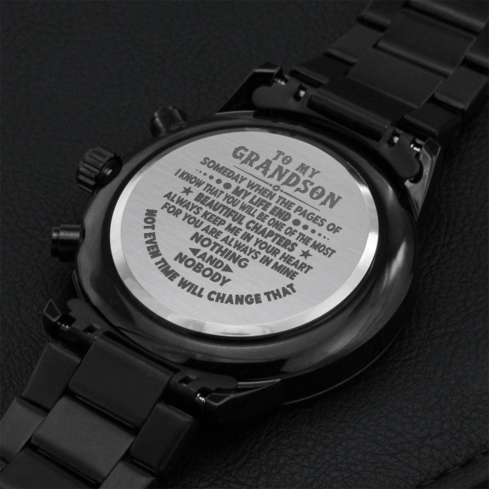 To My Grandson - Engraved Chronograph Watch Engraving Chronograph Watch
