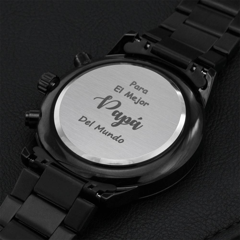El Mejor Papa Del Mundo Engraving Chronograph Watch