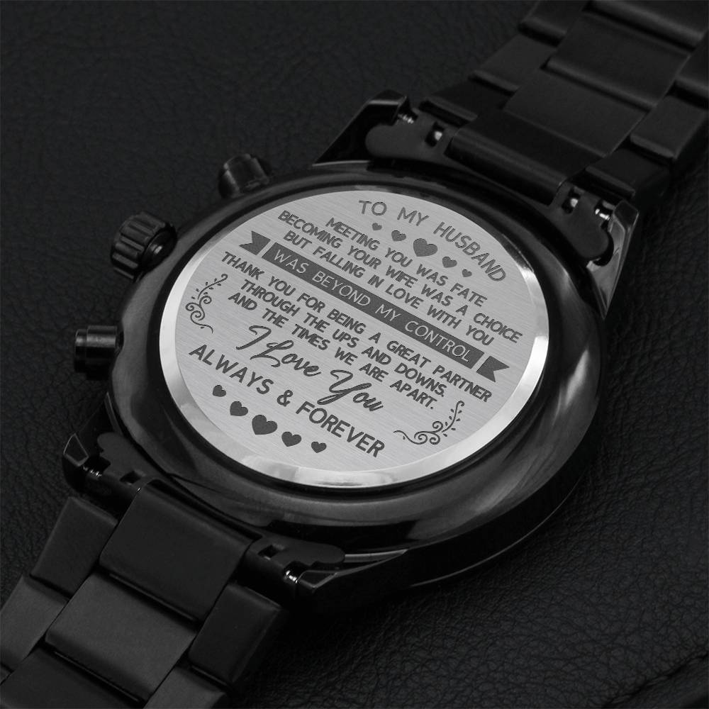 To My Husband I Love You Always And Forever Engraving Chronograph Watch