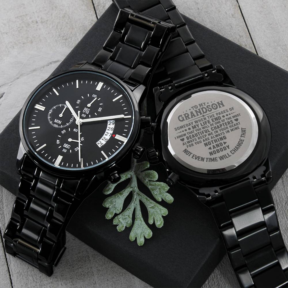 Perfect Gift For Your Grandson❤️ Engraving Chronograph Watch
