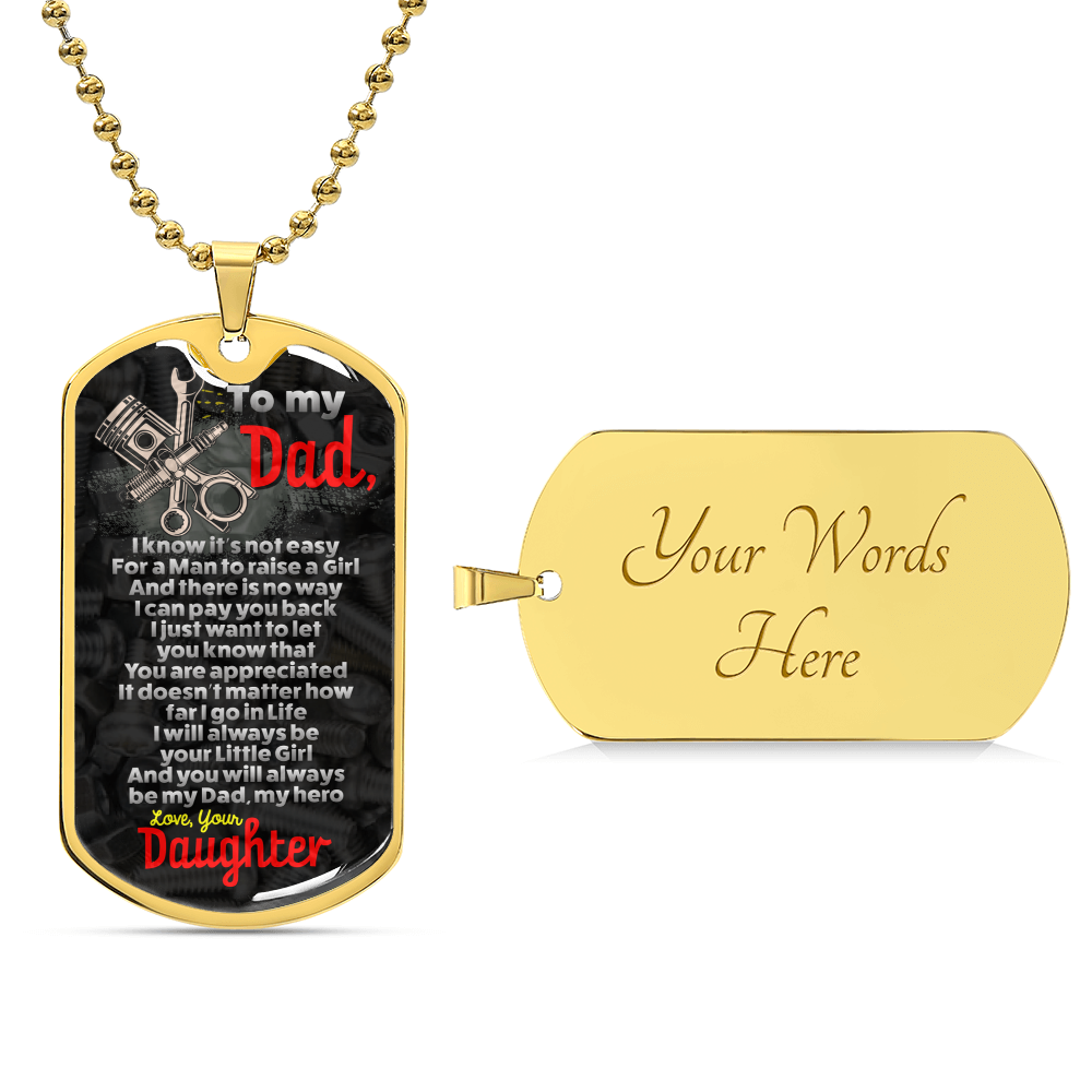 Gift For Mechanic Dad - Mechanic Dad Gift - Necklace For Mechanic Dad - Fathers Day - Dad Dog Tag Necklace - Father Birthday - Army Tag Necklace, Dog Tag Necklace