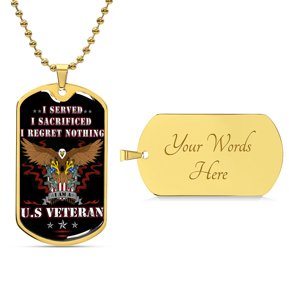 Proud Veteran Dog Tag Premium Pendant - Army Tag Necklace, Dog Tag Necklace