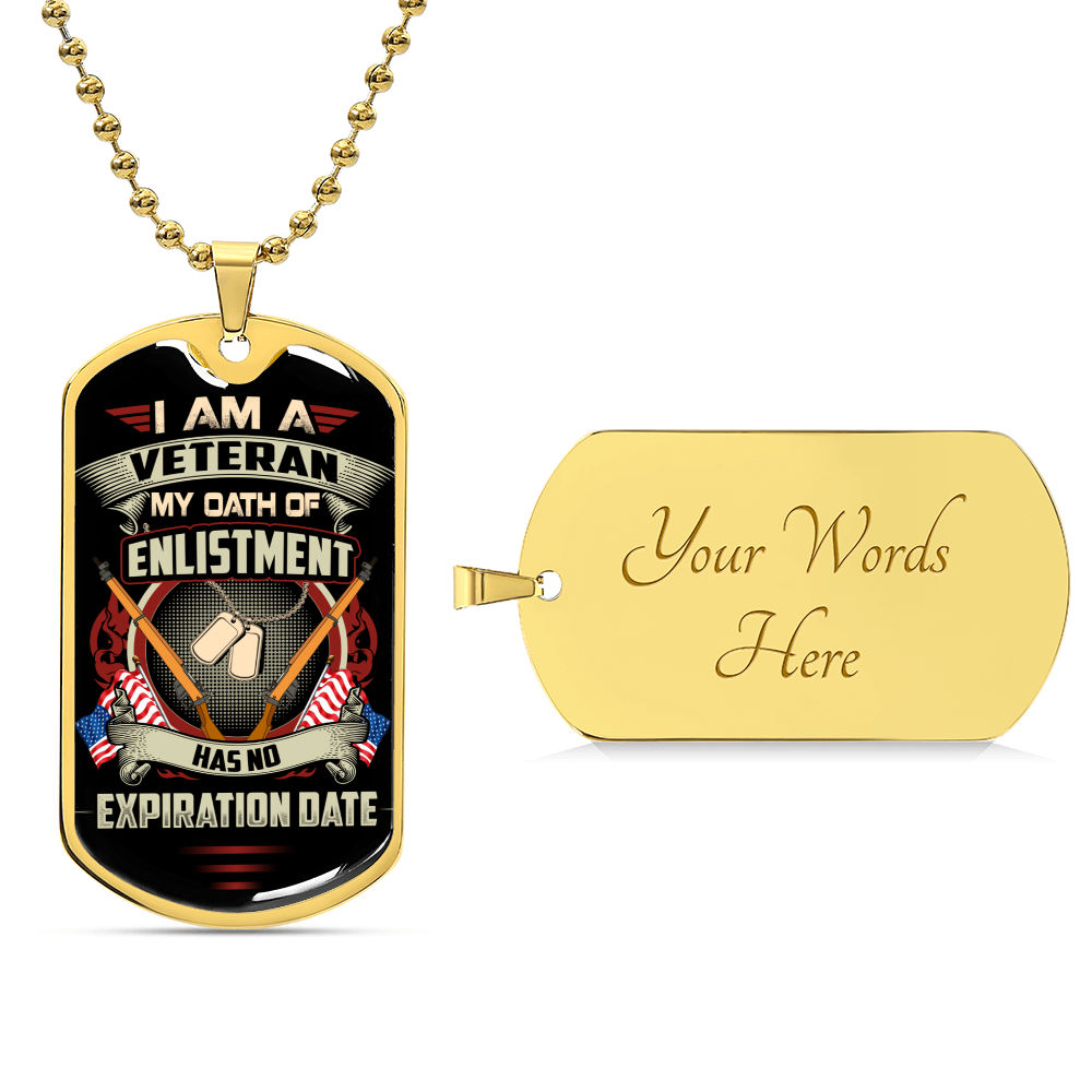 I Am A Veteran Premium Military Ball Chain Pendant - Dog Tag - Army Tag Necklace, Dog Tag Necklace
