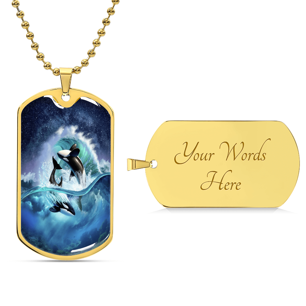 Dolphins right - Army Tag Necklace, Dog Tag Necklace
