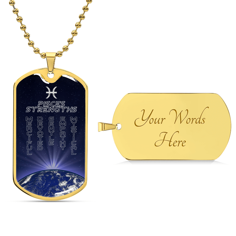Pisces Ball Chain Dog Tag Necklace - Army Tag Necklace, Dog Tag Necklace