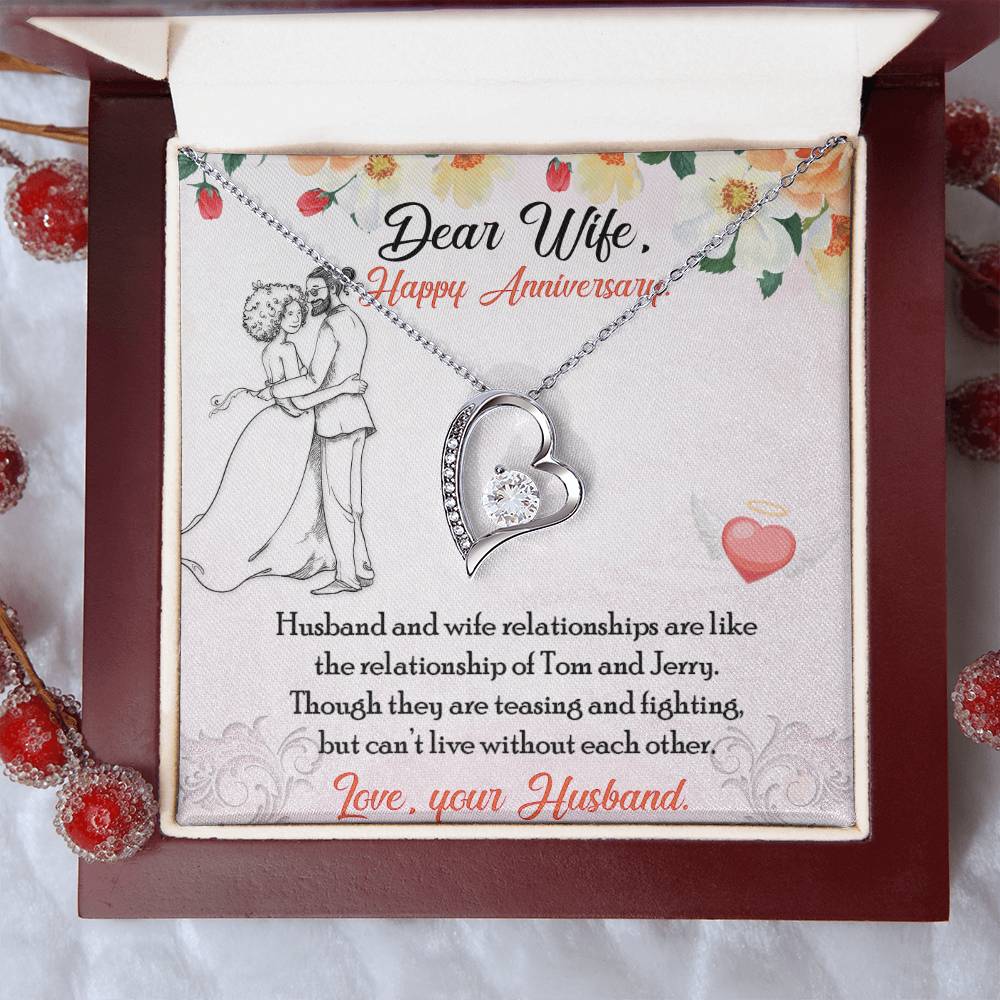 Wife Anniversary Necklace-Anniversary Jewelry For Wife-Gift For Wife Anniversary-Happy Anniversary For Wife-Wife Gift Necklace Forever Love Necklace
