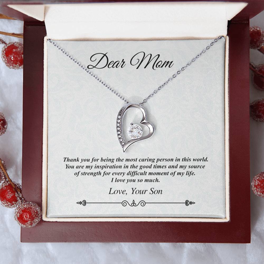 Dear Mom Heart Necklace The Most Caring Person In Th 1 Forever Love Necklace