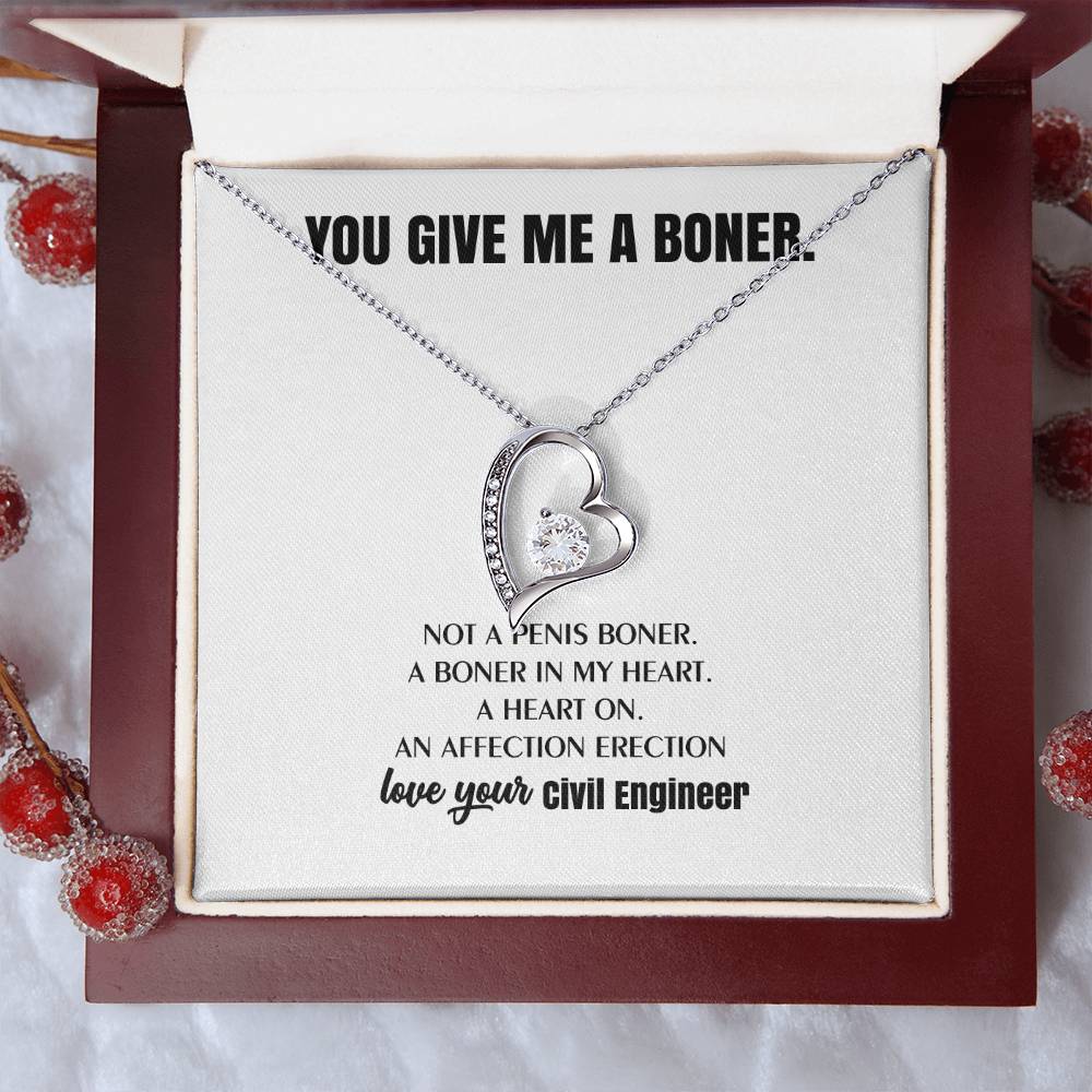 You Give Me A Heart Boner An Affection Erection Funny & Sarcastic Love For Her ♥ Mature Best Funny Gag Gifts For Civil Engineer Wife On Special Days Forever Love Necklace
