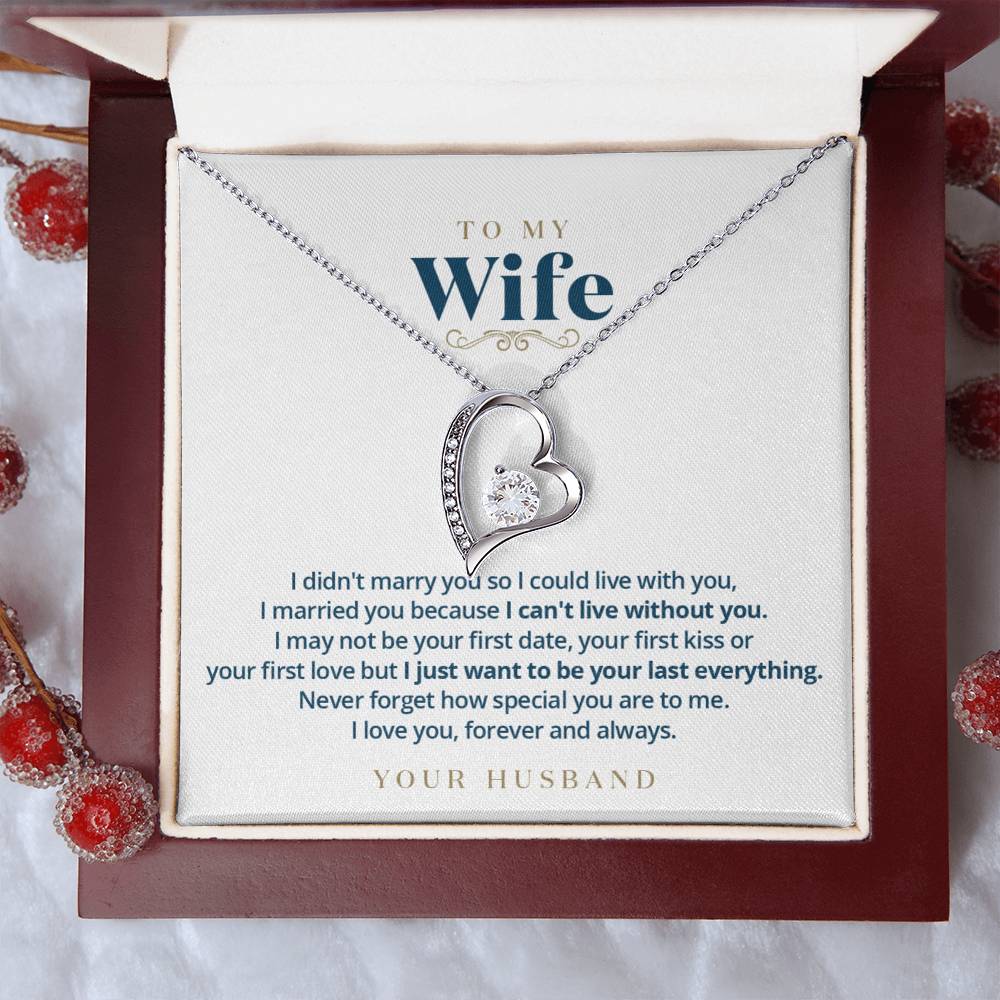To My Wife Your Last Everything Gold Necklace Message Card 1 Forever Love Necklace