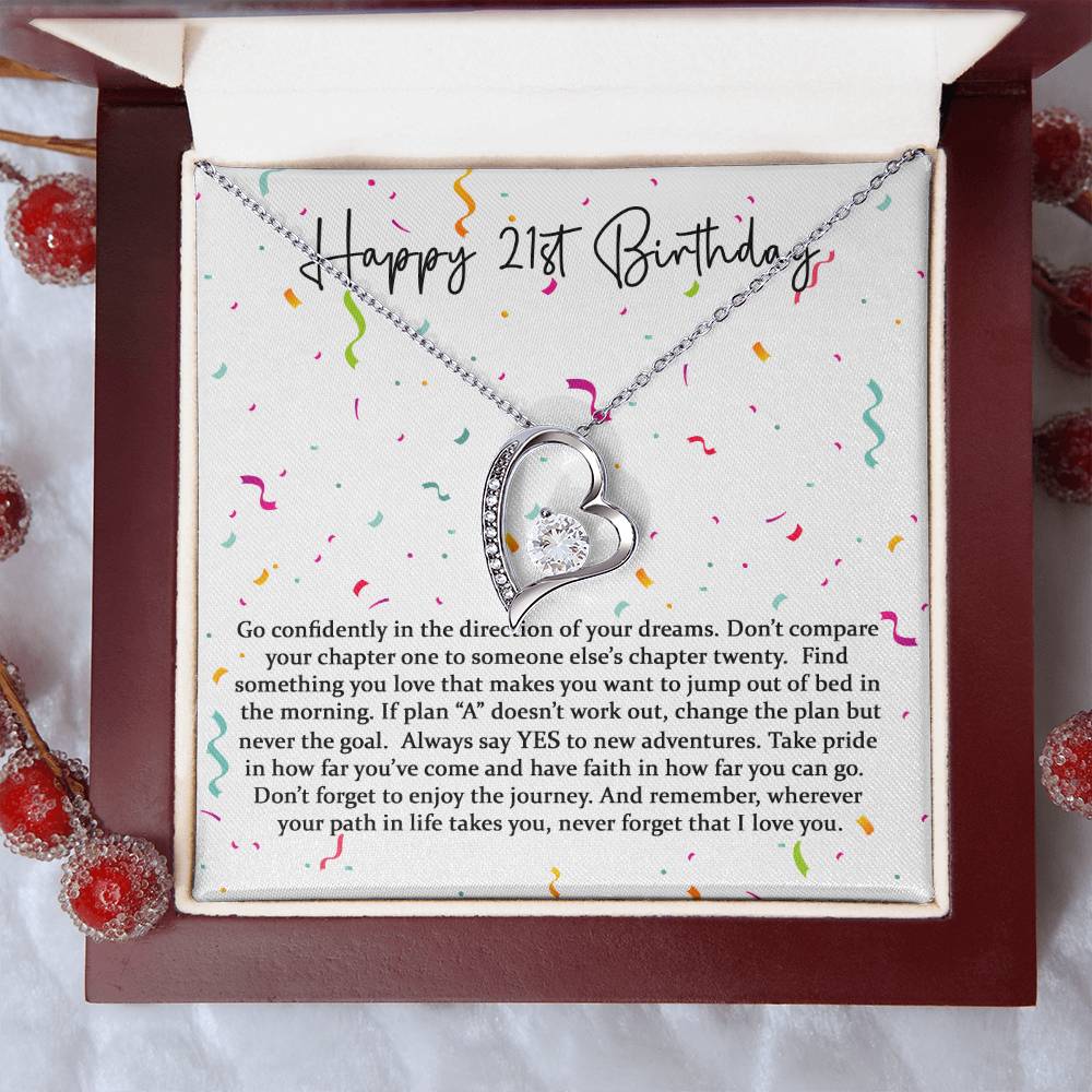 Happy 21st Birthday Forever Love Confetti 1 Forever Love Necklace