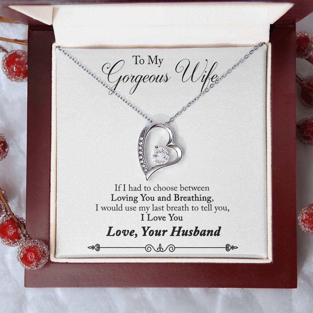 To My Gorgeous Wife Loving You And Breathing Forever Love Necklace
