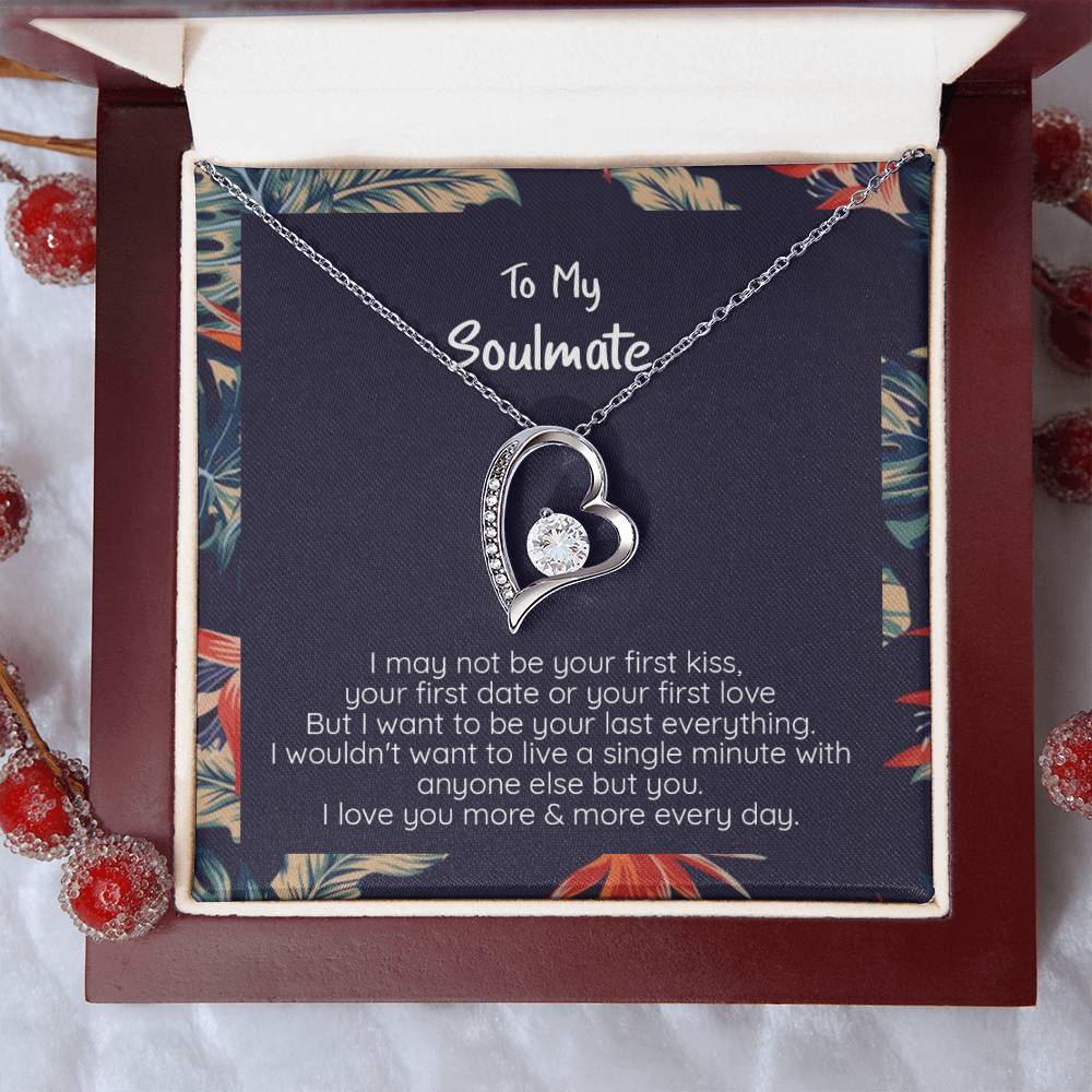 My Soulmate Your Last Everything 14k White Or 18k Yellow Finish Cz Heart Crystal Necklace Forever Love Necklace
