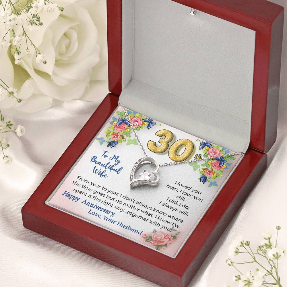 30th Anniversary Gift Heart Necklace For Wife Forever Love Necklace
