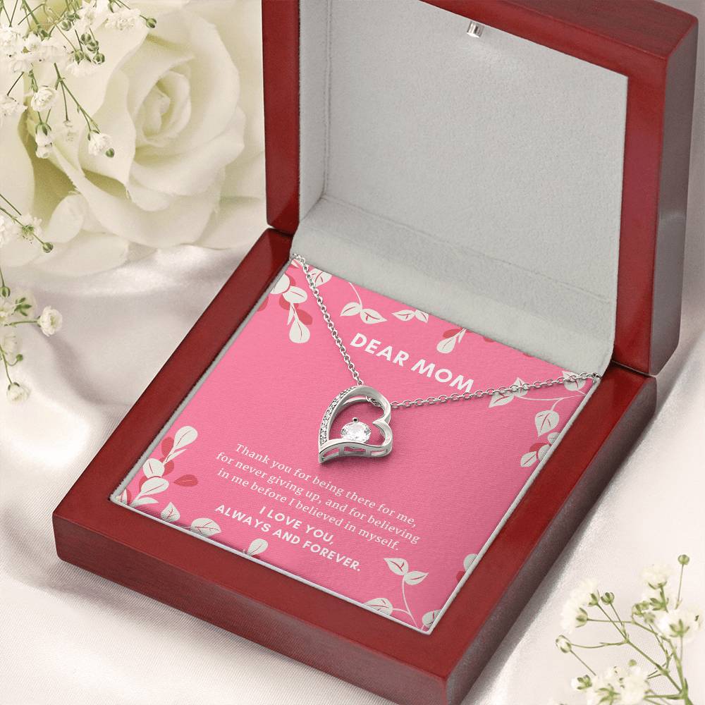 Mom I Love You Always And Forever Cubic Zirconia Heart Pendant Necklace Forever Love Necklace