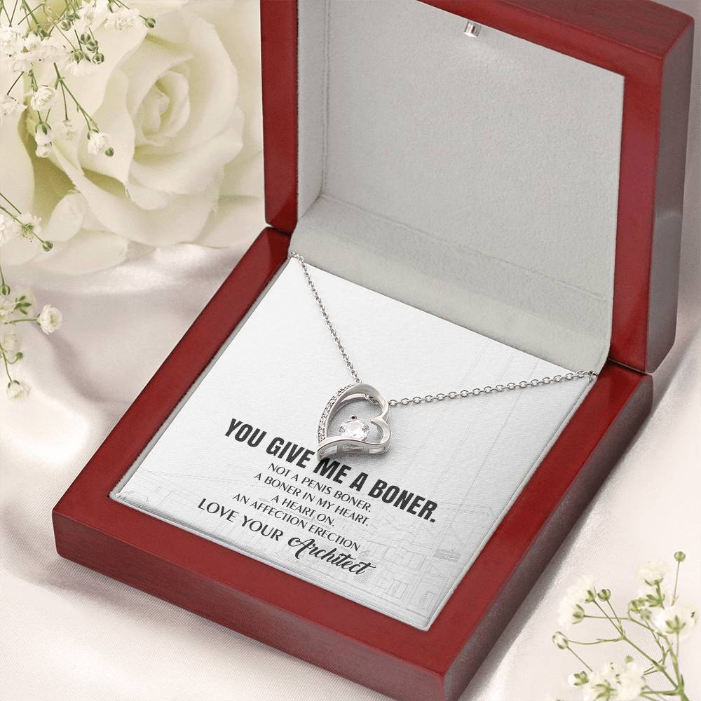 You Give Me A Heart Boner An Affection Erection Funny & Sarcastic Love For Her ♥ Mature Best Funny Gag Gifts For Architect Wife On Special Days Forever Love Necklace