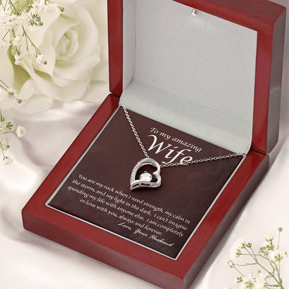Wife You Are My Rock Heart Necklace Forever Love Necklace