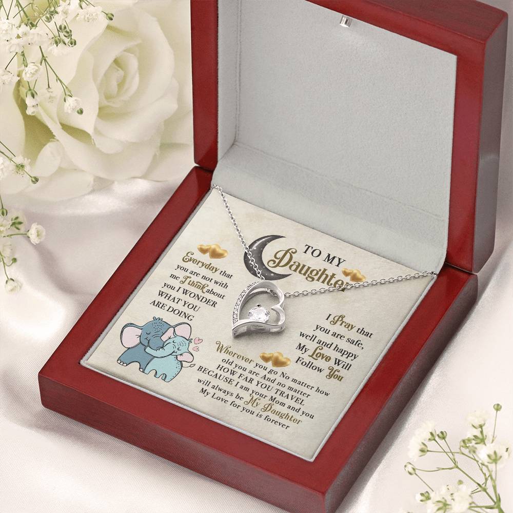 To My Daughter Elephant Mom Birthday Gift - To My Wonderful Mom - Elephant Mother Daughter Songift To Mom Forever Love Necklace